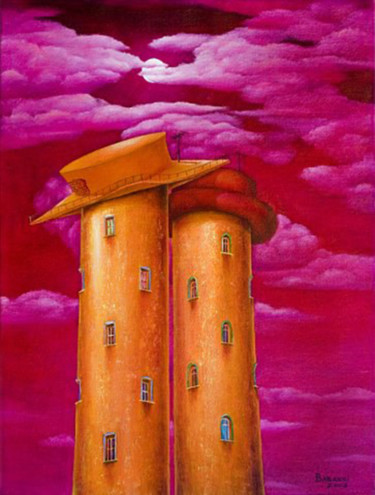 Картина под названием "Башни" - Babanni, Подлинное произведение искусства, Масло
