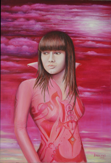 Картина под названием "портрет 2елена" - Babanni, Подлинное произведение искусства, Масло