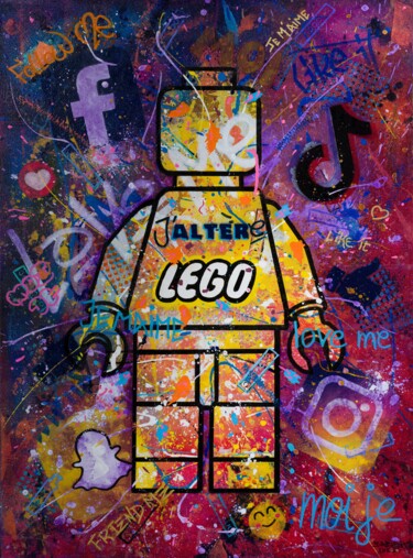 Malerei mit dem Titel "J'Altère LEGO" von Babart, Original-Kunstwerk, Acryl