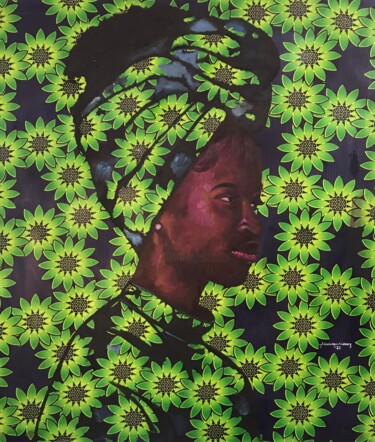 Картина под названием "Ankara headtie" - Babatunde Bakare, Подлинное произведение искусства, Масло