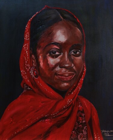 Malerei mit dem Titel "Innocence unveiled" von Babatunde Bakare, Original-Kunstwerk, Öl