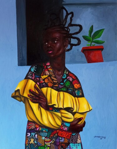 Painting titled "Echoes of Strife" by Babatunde Bakare, Original Artwork, Oil