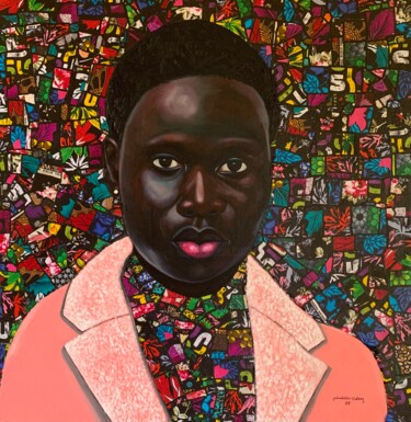 Картина под названием "Resilience: portrai…" - Babatunde Bakare, Подлинное произведение искусства, Ткань