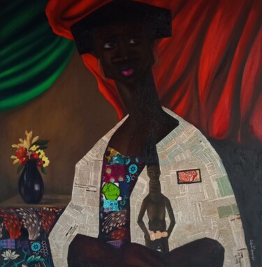 Malerei mit dem Titel "Orisha bi Iya (Deit…" von Babatunde Bakare, Original-Kunstwerk, Öl