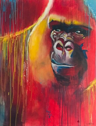 Painting titled "gorilla" by Babeth Puech, Original Artwork, Acrylic Mounted on Wood Stretcher frame