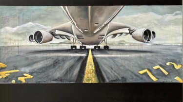 Painting titled "BIG JET" by Babeth Puech, Original Artwork, Acrylic Mounted on Wood Stretcher frame