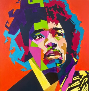 Painting titled "hendrix" by Babeth Puech, Original Artwork, Acrylic Mounted on Wood Stretcher frame