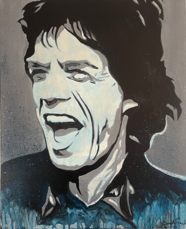 Painting titled "MICK" by Babeth Puech, Original Artwork, Acrylic Mounted on Wood Stretcher frame