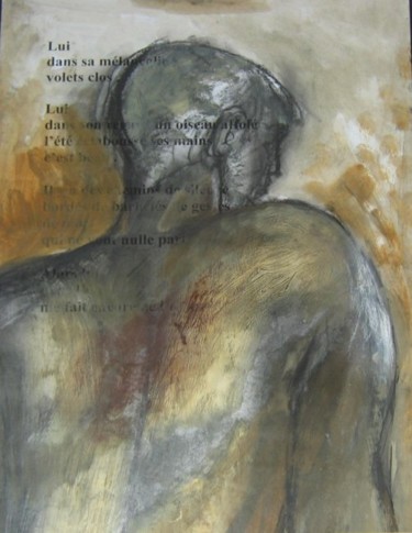 Painting titled "lui/ huile sur papi…" by Babeth Pochan, Original Artwork