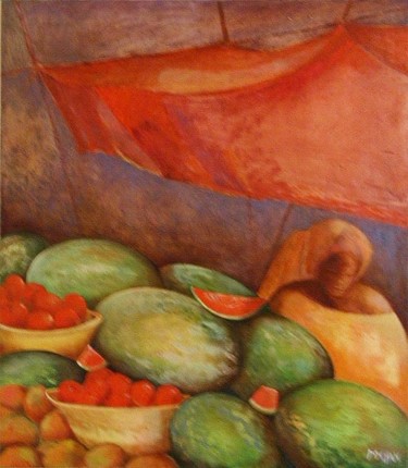 Painting titled "pastèques" by Babeth Pochan, Original Artwork
