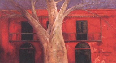 Peinture intitulée "Maison rouge et Bao…" par Babeth Pochan, Œuvre d'art originale