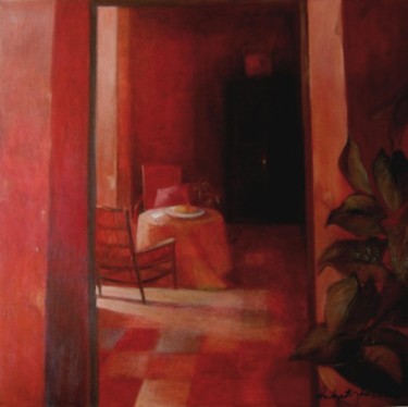 Painting titled "le salon rouge" by Babeth Pochan, Original Artwork