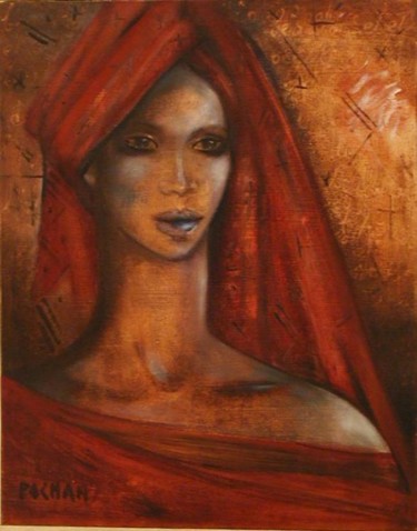 Painting titled "femme Peul" by Babeth Pochan, Original Artwork