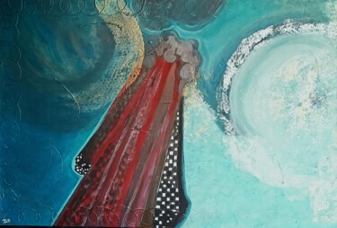 Pittura intitolato "Naar de maan" da Babette Van Emmerik, Opera d'arte originale, Acrilico
