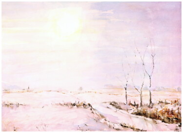 Картина под названием "winter sun" - Babett Landsberger, Подлинное произведение искусства, Акварель