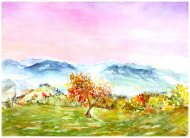 Картина под названием "fragrance of autumn" - Babett Landsberger, Подлинное произведение искусства, Акварель