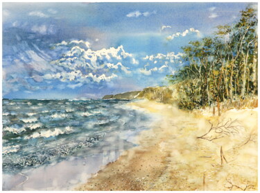 Painting titled "summer vaccation on…" by Babett Landsberger, Original Artwork, Watercolor