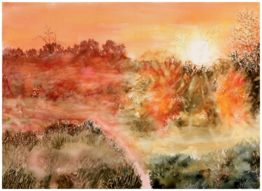 Malerei mit dem Titel "the beginning of a…" von Babett Landsberger, Original-Kunstwerk, Aquarell