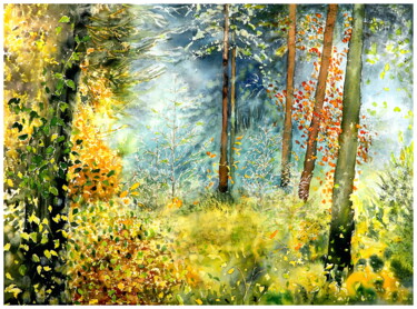 Картина под названием "joy in nature" - Babett Landsberger, Подлинное произведение искусства, Акварель