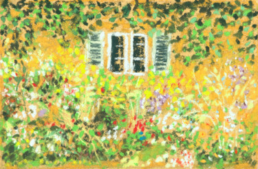 Dessin intitulée "abri de jardin" par Babett Landsberger, Œuvre d'art originale, Pastel