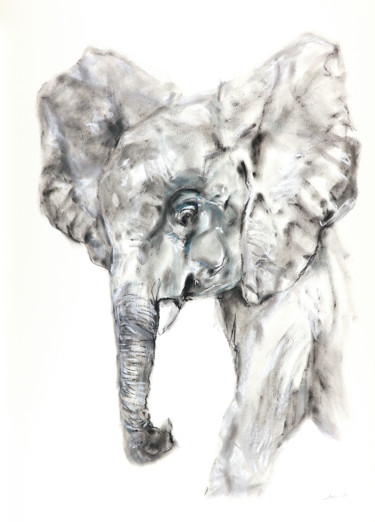 Drawing titled "baby elephant" by Babett Landsberger, Original Artwork, Pastel