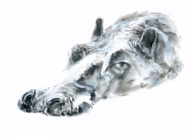 Рисунок под названием "hippo" - Babett Landsberger, Подлинное произведение искусства, Пастель