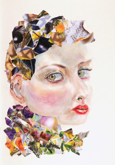 Collagen mit dem Titel "exciting woman" von Babett Landsberger, Original-Kunstwerk, Collagen