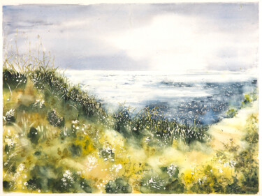 Painting titled "vacances à la mer" by Babett Landsberger, Original Artwork, Watercolor