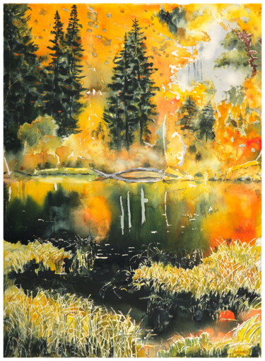 Malerei mit dem Titel "in the autumn" von Babett Landsberger, Original-Kunstwerk, Aquarell