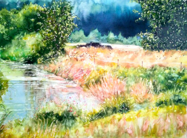 Malerei mit dem Titel "autumn seclusion" von Babett Landsberger, Original-Kunstwerk, Aquarell