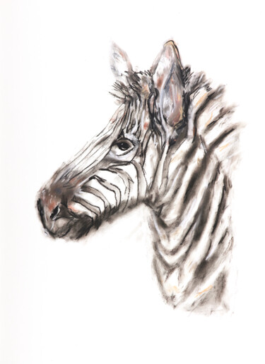Σχέδιο με τίτλο "zebra" από Babett Landsberger, Αυθεντικά έργα τέχνης, Παστέλ