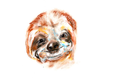 Drawing titled "playful sloth" by Babett Landsberger, Original Artwork, Pastel