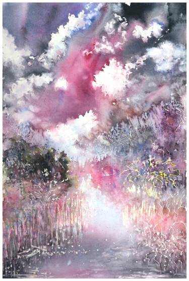 Painting titled "Stormy Impression" by Babett Landsberger, Original Artwork, Watercolor