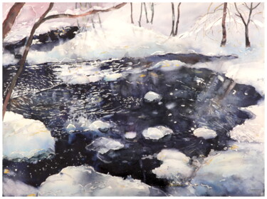 Malerei mit dem Titel "lovely winter walk" von Babett Landsberger, Original-Kunstwerk, Aquarell