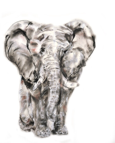 Drawing titled "elephant" by Babett Landsberger, Original Artwork, Pastel