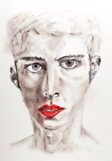 Dibujo titulada "red lips" por Babett Landsberger, Obra de arte original, Pastel