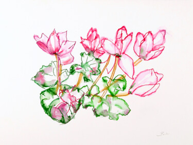 Peinture intitulée "cyclamen" par Babett Landsberger, Œuvre d'art originale, Aquarelle