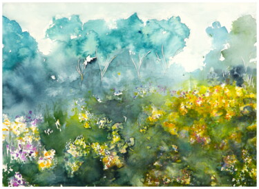 Malerei mit dem Titel "blooming" von Babett Landsberger, Original-Kunstwerk, Aquarell