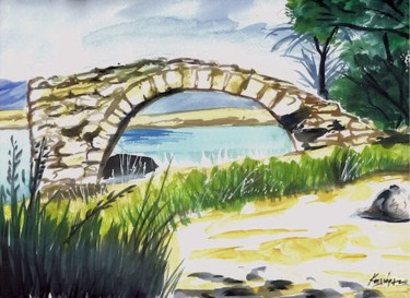 Painting titled "Old bridge" by Koiliar Is, Original Artwork, Oil