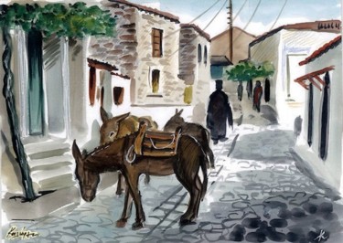 Painting titled "Vrysha village" by Koiliar Is, Original Artwork, Oil