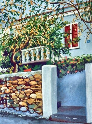Painting titled "Green House" by Koiliar Is, Original Artwork, Oil
