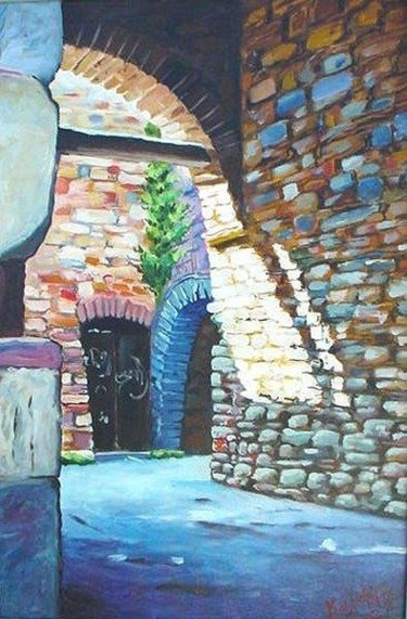 Painting titled "Fortress entrance" by Koiliar Is, Original Artwork, Oil