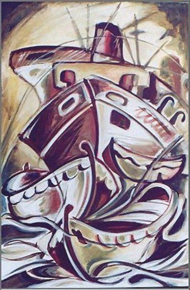 Painting titled "Boat life" by Koiliar Is, Original Artwork, Oil