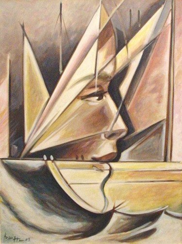 Malarstwo zatytułowany „Boat ” autorstwa Κοιλιάρ-Ις, Oryginalna praca, Olej