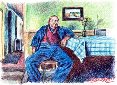 old man in blue Drawing titled "old man in blue" by Κοιλιάρ-Ις, Original Art, Other
