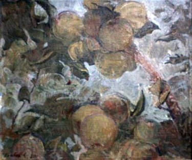 Painting titled "Apples under the mo…" by Stanislav Babiuk, Original Artwork