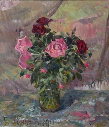 Painting titled "Розы" by Stanislav Babiuk, Original Artwork, Oil