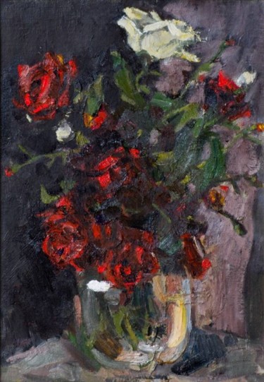 Painting titled "Roses" by Stanislav Babiuk, Original Artwork, Oil