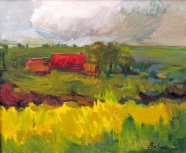 Painting titled "The rural house" by Stanislav Babiuk, Original Artwork, Oil
