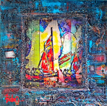 Картина под названием "Lanmè Yôl 1" - Baboo Meliboo, Подлинное произведение искусства, Цифровой коллаж Установлен на Деревян…